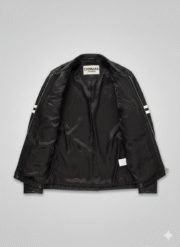 Slim Leather Fashion Jacket with White Stripes Chinkara Leathers