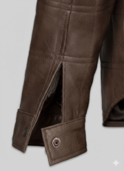 Men's Brown Quilted Leather Button Down Jacket