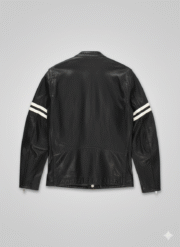 Slim Leather Fashion Jacket with White Stripes Chinkara Leathers
