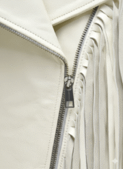 White Fringe Leather Jacket Kiernan Shipka Totally Killer Style