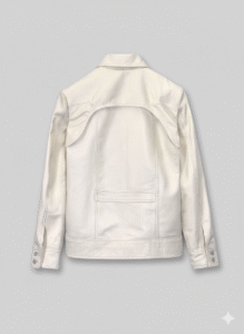White Leather Utility Jacket for Men by Chinkara Leathers