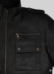 Black Leather Military Jacket for Men Premium Slim Fit Style