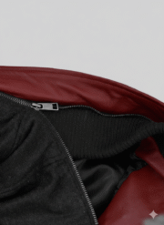 Red Hooded Leather Jacket Men's Slim Fit Genuine Leather Coat