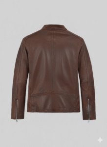 Men’s Premium Brown Leather Motorcycle Racer Jacket Slim Fit