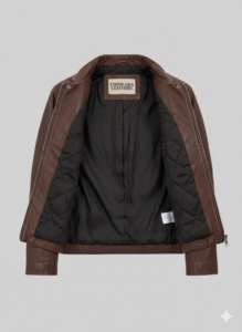 Men’s Premium Brown Leather Motorcycle Racer Jacket Slim Fit