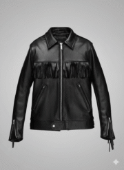Fringe Black Leather Jacket Premium Cowhide Western Biker Coat