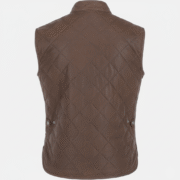 Brown Quilted Leather Vest Premium Chinkara Leathers Slim Fit