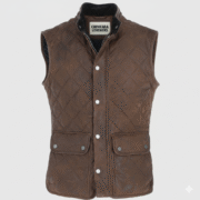 Brown Quilted Leather Vest Premium Chinkara Leathers Slim Fit