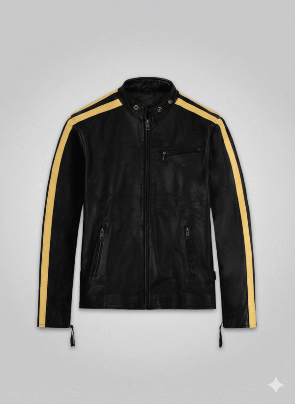 Kill Bill Leather Jacket Men Light Grey Background Biker Style