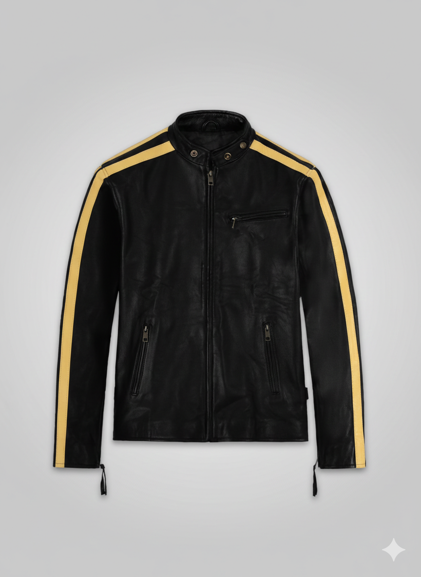 Kill Bill Leather Jacket Men Light Grey Background Biker Style