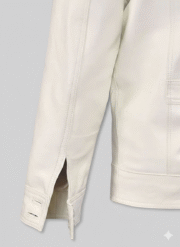 White Leather Utility Jacket for Men by Chinkara Leathers