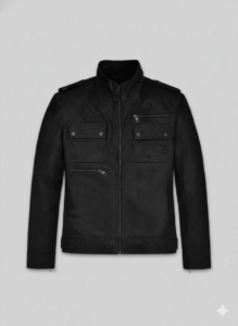 Black Leather Military Jacket for Men Premium Slim Fit Style