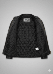 Black Striped Leather Jacket Men's Quilted Biker Style Slim Fit