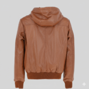 Hooded Brown Leather Bomber Jacket Premium Outerwear