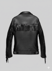 Fringe Black Leather Jacket Premium Cowhide Western Biker Coat
