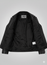 Studded Black Leather Biker Jacket with Premium Silver Hardware