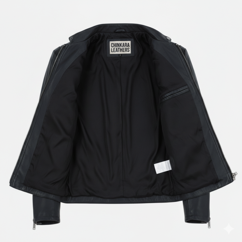 Black Quilted Biker Leather Jacket for Men with Premium Finish