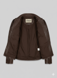 Men's Brown Quilted Leather Button Down Jacket