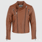 Men's Brown Leather Biker Jacket Inspired by Keirnan Shipka