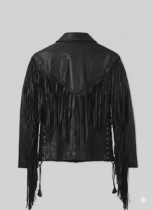 Fringe Western Black Leather Jacket for Men Chinkara Leathers