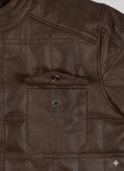 Men's Brown Quilted Leather Button Down Jacket