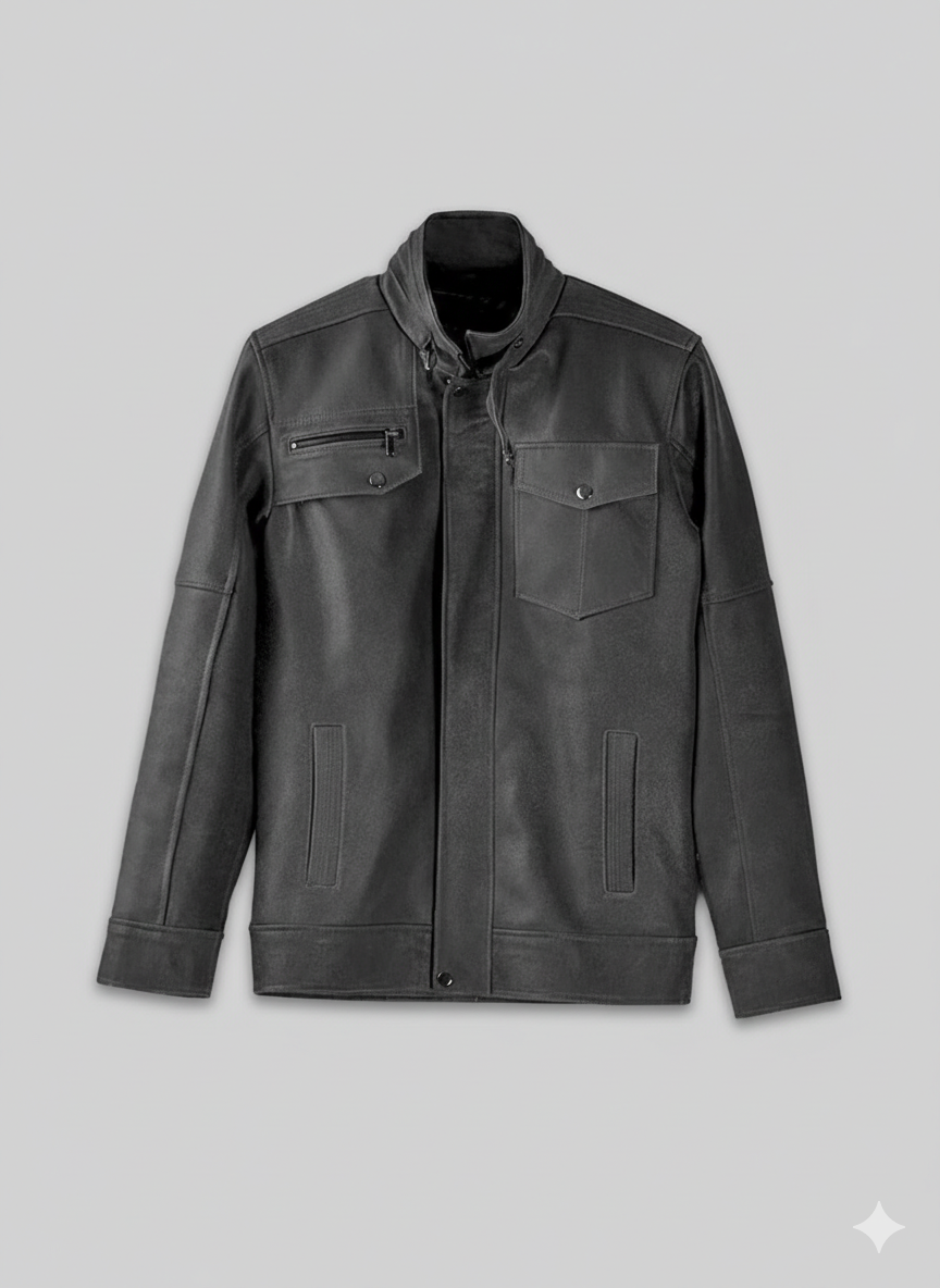 Dark Grey Leather Jacket for Men Premium Biker Outerwear